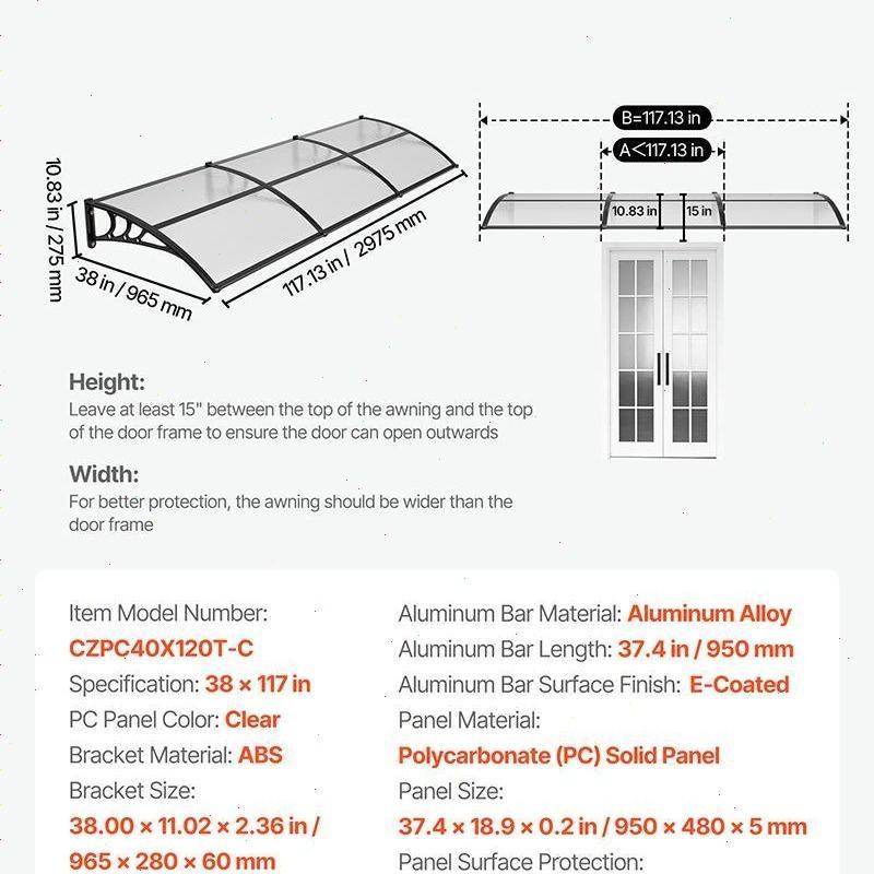 Awnings for Door Entrance,Exterior Front DoorWindow Awnings with Drainage