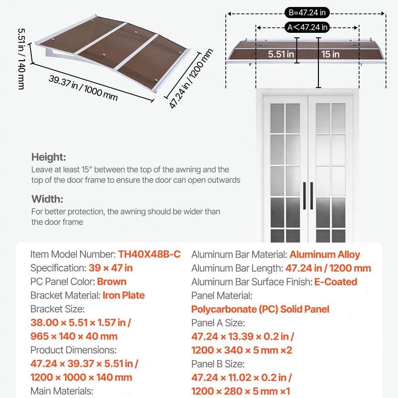 Awnings for Door Entrance,Exterior Front DoorWindow Awnings with Drainage